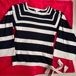 Boston Proper Black and Cream Striped Sweater